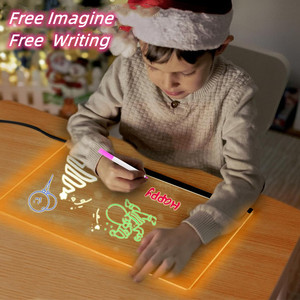 Bán hàng nóng Tự làm LED dạ quang 3D trống Acrylic bảng tin với bảng xóa khô cho đèn LED đêm trang trí phòng - Product Image 3