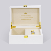 Boîte de luxe personnalisée en cuir vert foncé avec impression dorée, boîte de parfum Oud Attar, boîte cadeau de luxe pour cadeau