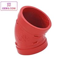 Coude rainuré en fonte ductile RAL3000/Peinture bleue 2"-12" 300 PSI pour la protection incendie, homologué FM CE