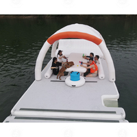 Île flottante gonflable pour 6 à 10 personnes avec auvent, plateforme de fête aquatique de luxe pour yacht et bateau