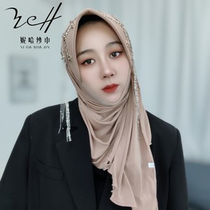 Foulard de mode pour <span class=keywords><strong>femme</strong></span> en gaze à franges double face, style industriel, avec motif chapeau éponge et lame - Product Image 4