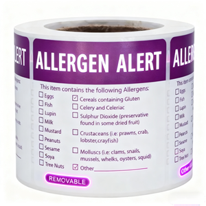 Chất gây dị ứng cảnh báo Stickers 2x2 inch 300pcs vuông mạnh mẽ dính thực phẩm dị ứng nhãn cho nhà hàng - Product Image 3