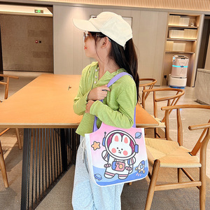 Bolsos de compras de lona de hombro de conejo de dibujos animados lindo de gran capacidad para mujeres de moda para uso callejero y escolar - Product Image 4