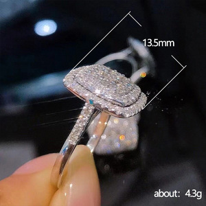 Set di anello e collana con zirconi quadrati per donna, gioielli alla moda per feste di matrimonio scintillanti - Product Image 4