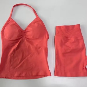 IStapromo Gifts Seamless <b>Longline</b> Strappy Gym Top Sports Shirts Yoga <b>Vest</b> Beautiful Open Back Bra Workout Halter <b>Women</b> Seamless - Product Image 2