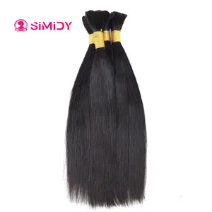 Simidy Raw virgin hair extension bundle Curly Feathering Weft Extensions Human Hair Bulk Cuticle Aligned Indian temple wavy