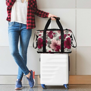 Hawaii Puakenikeni Custom Large Waterproof Polyester <b>Storage</b> Luggage Duffel Fitness Portable Travel Bag With Makeup Pouch - Product Image 6