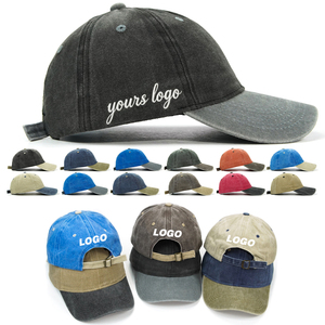 批发定制双色水洗棉爸爸帽子6面板非结构化软棒球帽男士丝绒面料Gorras - Product Image 1