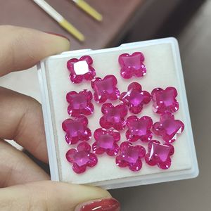 Rubis roses de laboratoire cultivés, rubis Czochralski, pierre en forme de fleur à quatre feuilles - Product Image 4