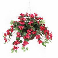 Bouganvillée artificielle rouge de 70 cm, panier suspendu, décoration d'intérieur, plante florale artificielle