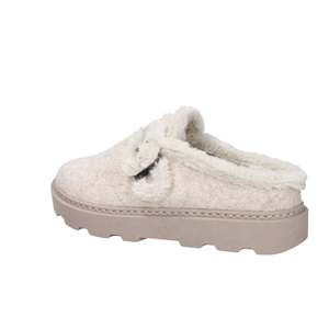 Pantoufles d'hiver pour femmes, beige, en fourrure, sabots d'intérieur, douces et confortables, chaussures de maison - Product Image 3