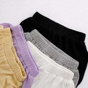 Pantalons d'été unisexes pour bébés de 3 à 24 <span class=keywords><strong>mois</strong></span>, couleur unie, pantalons à revers élastiques, garçons filles, spandex/coton respirant, noir, <span class=keywords><strong>blanc</strong></span>, gris - Product Image 3