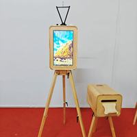 Machine photomaton portable rétro à double face en bois avec appareil photo et imprimante, style Surface Pro, pour DSLR et iPad
