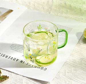 Impresión de logotipo personalizado de borosilicato alto regalo niña pequeña vajilla beber té taza de cristal mango resistente al calor taza de café de cristal - Product Image 5