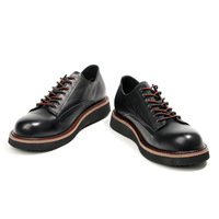 Chaussures de travail en cuir pour hommes Goodyear Welted, bout rond, décontractées, semelle épaisse, bottes noires, personnalisables OEM ODM