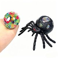 Balle anti-stress araignée scintillante d'Halloween, jouet souple en TPR à presser, nouveauté farce, jouet moelleux anti-stress pour enfants, idéal pour fêtes et décorations.