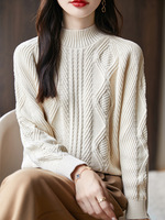 Pull-over en tricot coréen personnalisé pour femme, à manches longues, col à nœud, manches raglan, logo brodé sur le devant, faible MOQ