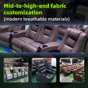 Sofá Reclinable Eléctrico de Lujo <span class=keywords><strong>para</strong></span> Cine en Casa, Diseño Curvo de 4 Asientos, Tapizado en Tela VIP, <span class=keywords><strong>para</strong></span> Sala Multimedia en Sótano de Villa Grande - Product Image 6