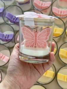 Wholesale Custom Luxury Wedding Soy Wax Scented <strong>Candles</strong>, Exquisite Purple &amp; <strong>Pink</strong> Butterfly <strong>Candles</strong> with Lids for Baby Showers - Product Image 2