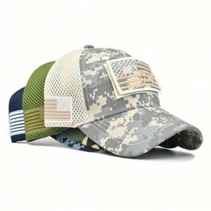 Wholesale Custom Camouflage Mesh Baseball Cap Summer America Flag Velcro <b>Patch</b> logo Camo Hats Trucker Hat - Product Image 5