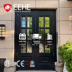 Portes pivotantes EEHE, entrée moderne, couleurs bois, antivol robuste, imperméable, coupe-vent, portes <span class=keywords><strong>d</strong></span>'entrée extérieures <span class=keywords><strong>en</strong></span> aluminium durables - Product Image 2