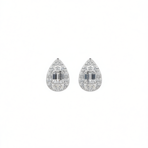 Orecchini Kloudein in oro bianco con diamanti taglio a pera colore D naturali certificati GIA, gioielli classici da donna per matrimonio - Product Image 1