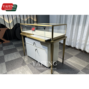 Tùy chỉnh hiện đại thép không gỉ trang sức <span class=keywords><strong>Showcase</strong></span> Tempered Glass tủ trưng bày cho các cửa hàng bán lẻ LED Marble MDF kim loại - Product Image 5