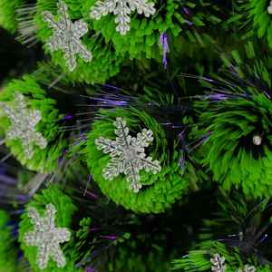 Binchi Premium Frosted Plastic Stand Mix PVC PE Silver Pentacle Hinged Christmas <b>Tree</b> LED Warm White <b>Lights</b> Indoor Use - Product Image 4