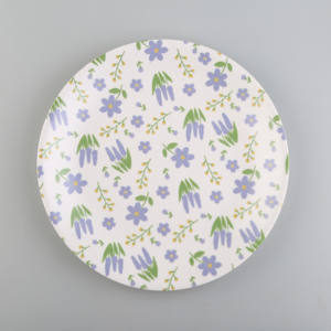 Plato de Melamina de 10 Pulgadas con Diseño de Flores, Plato Resistente para Alimentos - Product Image 1