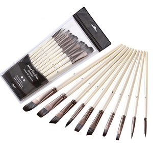 10 pinceaux de forme de cheveux en nylon différents pour la <span class=keywords><strong>peinture</strong></span> acrylique aquarelle - Product Image 1