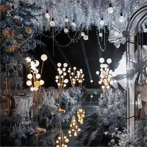 Wedding Decoration Road Leading Walkway Fountain Tree Style Prop Warm Gold Color 11 Balls Bubble LED Lights Lamps For Events