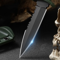 Couteau de cou mini à lame fixe EDC, lame en acier Full Tang Tanto avec étui et collier