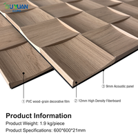 Panneaux muraux acoustiques en mosaïque 3D, surface géométrique en bois MDF concave, placage de bois PVC, imperméable, écologique, appartement