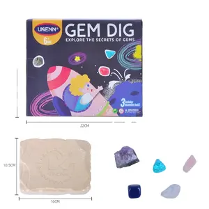 Ukenn Gem Dig kit Stem Science Reveal 6 Real Gemstones Includes Excavation Tools Magnifying Glass Excavate Dig