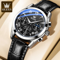 Jam Tangan Pria OLEVS 2871 Chronograph Tahan Air Fase Bulan Multifungsi Arloji Pria Bisnis Original Quartz untuk Pria
