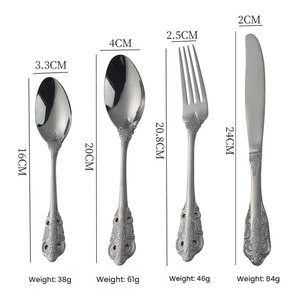 Stainless steel tableware hollowed-out vintage palace embossed knife fork spoon steak knife fruit fork coffee spoon tableware - Product Image 6