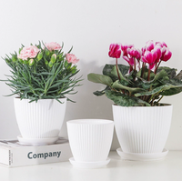 Pot de fleurs d'intérieur en résine avec plateau, durable, écologique, économique, rond, pour la culture d'herbes et de cactus, utilisation à la maison et au jardin
