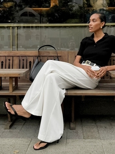 <span class=keywords><strong>Pantaloni</strong></span> Estivi da Donna a <span class=keywords><strong>Vita</strong></span> Alta, Tinta Unita, Vestibilità Comoda, Taglia XL <span class=keywords><strong>con</strong></span> Chiusura Elastica <span class=keywords><strong>in</strong></span> <span class=keywords><strong>Vita</strong></span> - Product Image 3