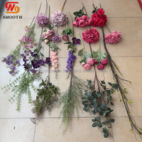 Dekorasi Pesta yang halus bunga buatan sutra biru bunga merah muda mawar Hydrangea bunga pengaturan Rumah Mall acara pernikahan dekorasi