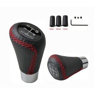 Car Gear <b>Shift</b> <b>Knob</b> Leather 5 Speed Universal Red Blue Black Stitching Ergonomic - Product Image 3