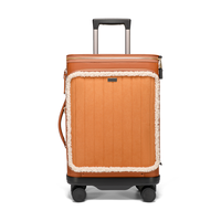 Ensemble de bagages de luxe en microfibre avec décoration en daim et peluche, comprenant une valise cabine à roulettes de 20 pouces et un sac à dos professionnel de 15 pouces