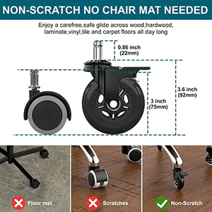 Offre Spéciale 75mm 3 pouces <span class=keywords><strong>noir</strong></span> rouleau polyuréthane pivotant chaise de bureau roulettes noires pour planche à roulettes avec frein - Product Image 5