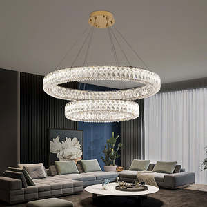 Vente chaude led rond cercle pendentif éclairage chambre salon salle à manger moderne cristal anneau lustre - Product Image 2