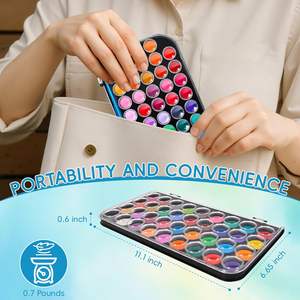 Ensemble de peinture à l'aquarelle solide de 48 <span class=keywords><strong>couleurs</strong></span> avec 3 pinceaux, non toxique, kit d'aquarelle lavable et vibrant pour artistes, enfants, débutants, jeunes enfants - Product Image 3
