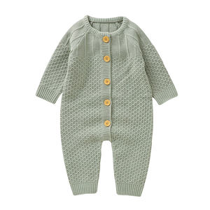 Mimixiong personnalisé hiver fil solide bébé vêtements nouveau-né enfant en bas âge bébé tricoté pyjamas Crochet tenues à manches longues barboteuse - Product Image 4