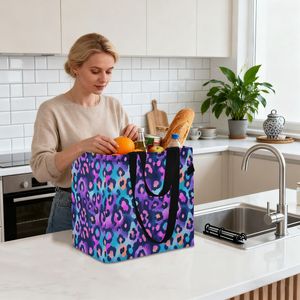 Sac de plage en toile pour la famille, grand format, durable, imperméable, lavable, avec imprimé léopard coloré, design personnalisé, pour les courses - Product Image 3