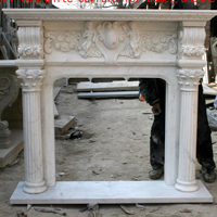 Décoration de maison classique européenne Cheminée en pierre décorative murale moderne sculptée à la main personnalisée Cheminée en marbre moderne avec colonne pilier