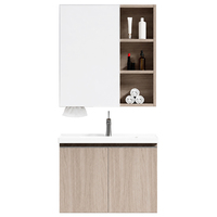 Ensemble de meubles de salle de bain avec miroir flottant moderne de 24 pouces pour hôtel et villa, avec lavabo en céramique et tiroirs muraux