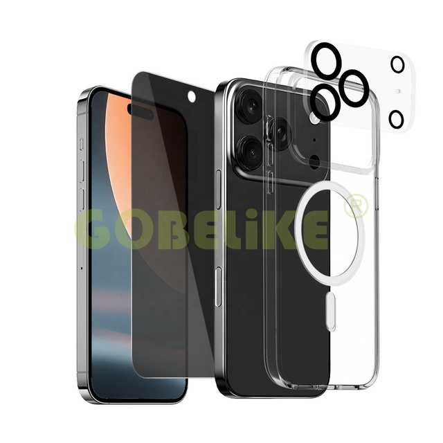 Clear Magnetic Phone Case 9H Privacy Screen Protector for iphone 17 Pro Max 17 Series