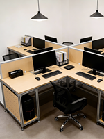 Bureau de conférence en profilé aluminium Ocean Board, style industriel, avec tiroirs de rangement modulables pour poste de travail informatique